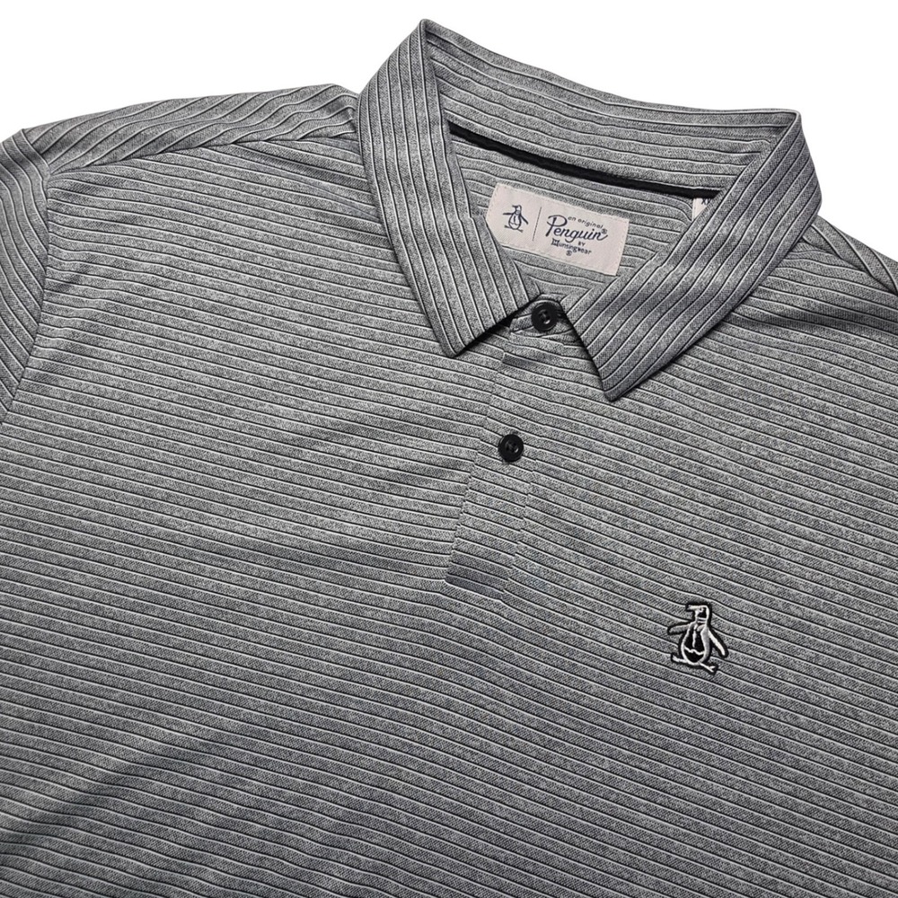 Original Penguin Mens Size XXL Gray Striped Golf Polo Rancho Manana‎ Club